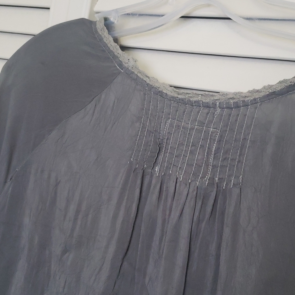 Johnny Was Boho Embroidered Lace Tunic Top, Grey, Size XS - Picture 8 of 13